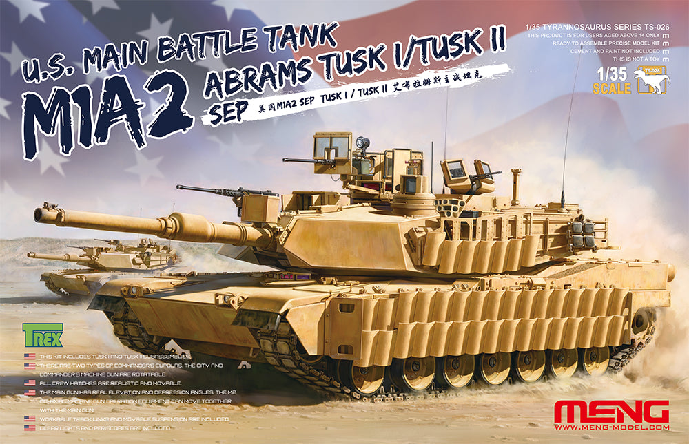 MENG TS-026 US MAIN BATTLE TANK M1A2 SEP ABRAMS TUSK I TUSK II