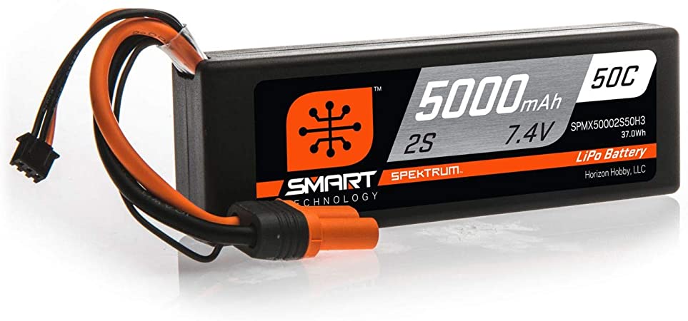 SPMX50002S50H3 7.4V 5000mAh 2S 50C Smart Hardcase LiPo Battery: IC3