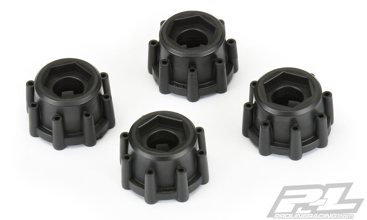 PRO634500 Adaptadores hexagonales desplazados de 8x32 a 17 mm y 1/2" para ruedas Pro-Line 8x32 de 3,8"