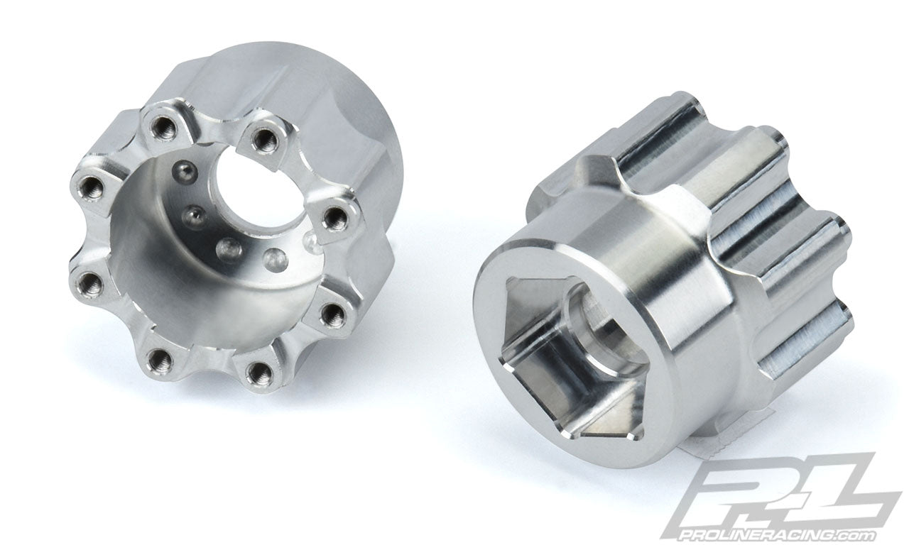 PRO635700 Adaptadores hexagonales de aluminio de 8x32 a 20 mm para ruedas Pro-Line 8x32 de 3,8"