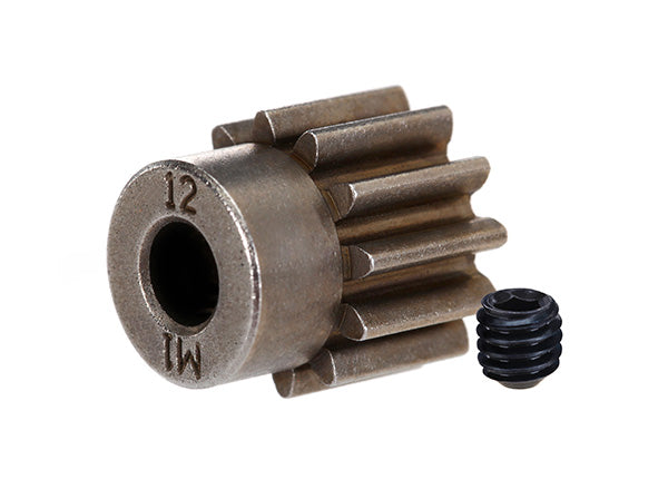 6485X Engranaje, piñón de 12 T (paso métrico 1,0) (se adapta a eje de 5 mm)/tornillo de fijación (compatible con engranajes rectos de acero)