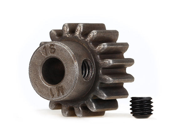 6489X Gear, 16-T pinion (1.0 metric pitch) (fits 5mm shaft)/ set screw (compatible with steel spur gears)