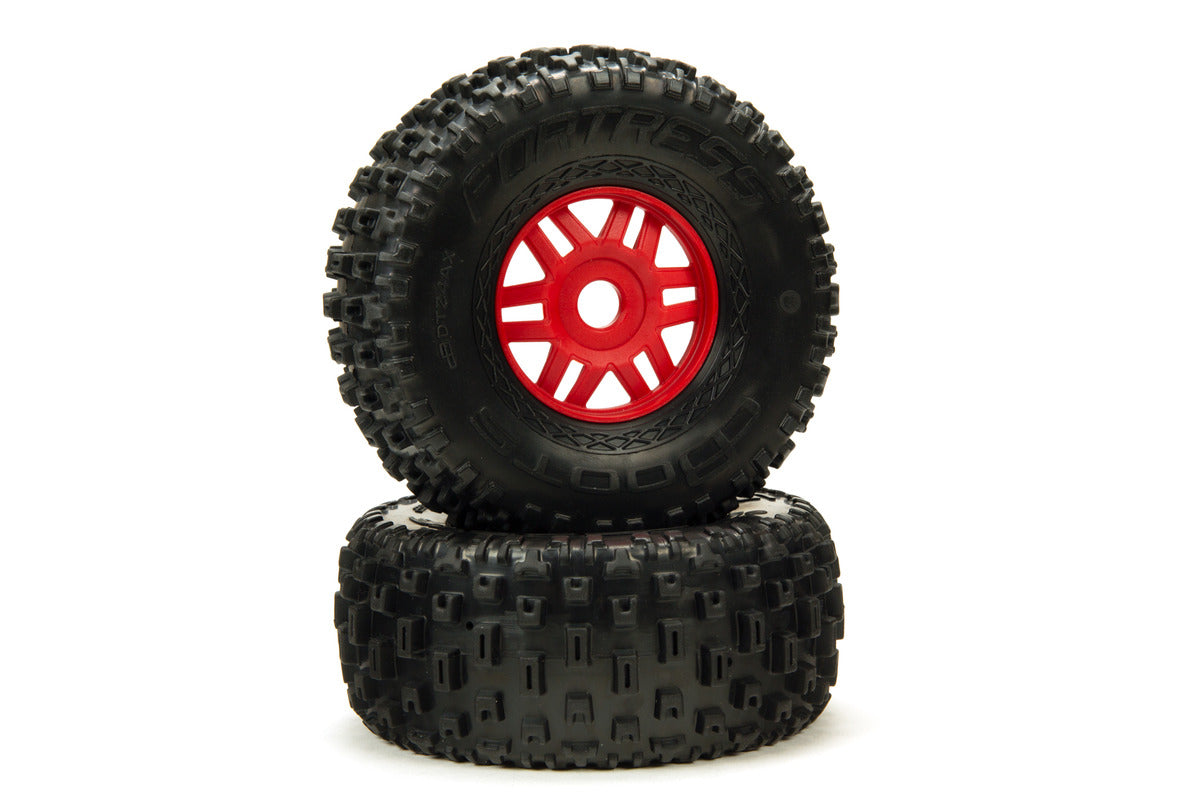 ARA550065 Jeu de pneus DBOOTS 'Fortress' collés (rouge) (2pcs)