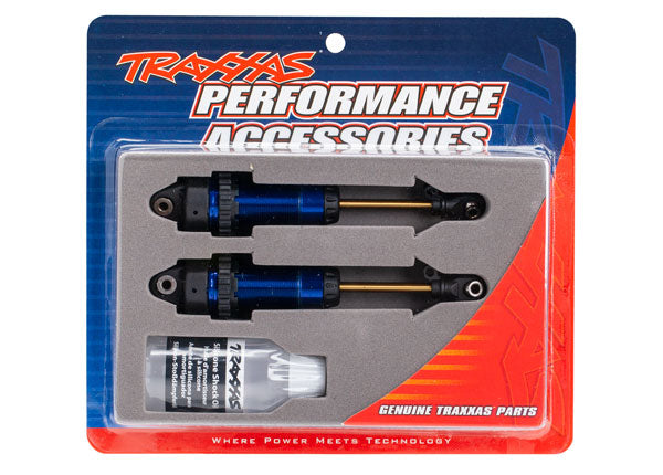 7462 Shocks, GTR xx-long blue-anodized, PTFE-coated bodies with TiN shafts (fully assembled, without springs) (2)
