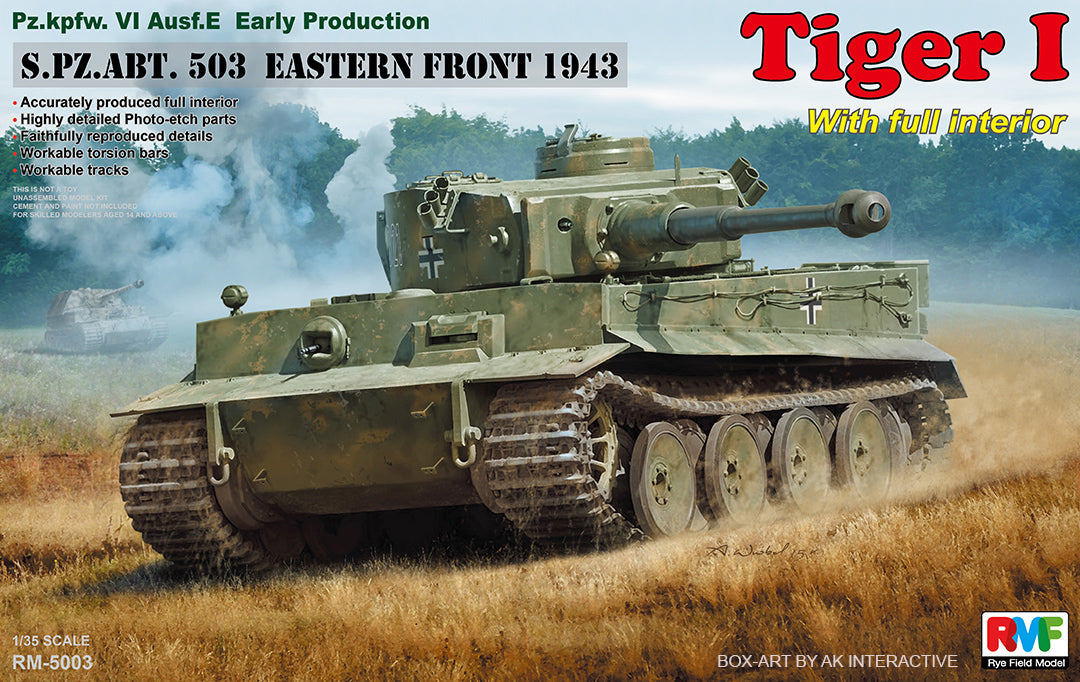 RFM RM-5003 TIGER I PREMIÈRE PRODUCTION avec INTÉRIEUR COMPLET (1/35)