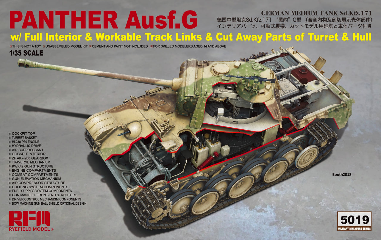 RFM RM-5019 PANTHER Ausf. G w/FULL INTERIOR & CUT AWAY PARTS (1/35)