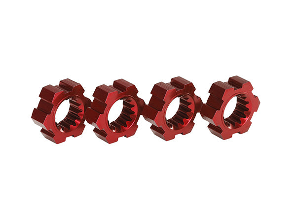 7756R  Wheel hubs, hex, aluminum (red-anodized) (4)