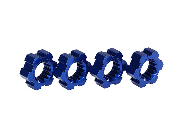 7756X Wheel hubs, hex, aluminum (blue-anodized) (4)