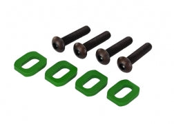 7759G Washers, motor mount, aluminum (green-anodized) (4)/ 4x18mm BCS (4)