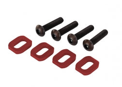 7759R Washers, motor mount, aluminum (red-anodized) (4)/ 4x18mm BCS (4)