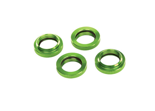 7767G Spring retainer (adjuster), green-anodized aluminum, GTX shocks (4) (assembled with o-ring)