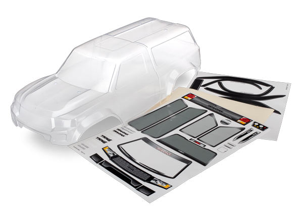 8112 Body with camper, TRX-4® Sport (clear, trimmed, requires painting)/ window masks/ decal sheet