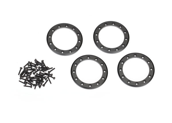 8168T Beadlock rings, black (2.2") (aluminum) (4)/ 2x10 CS (48)