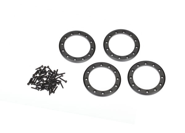 8169T Beadlock rings, black (1.9") (aluminum) (4)/ 2x10 CS (48)