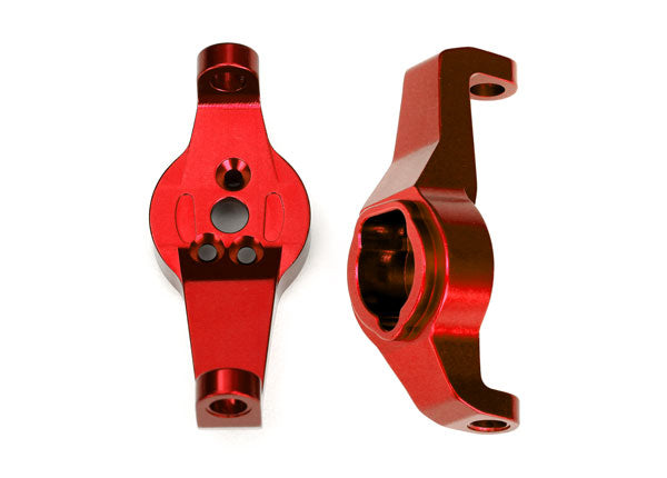 8232R Caster blocks, 6061-T6 aluminum (red-anodized), left and right