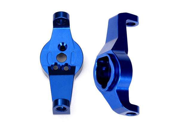 8232X Caster blocks, 6061-T6 aluminum (blue-anodized), left and right