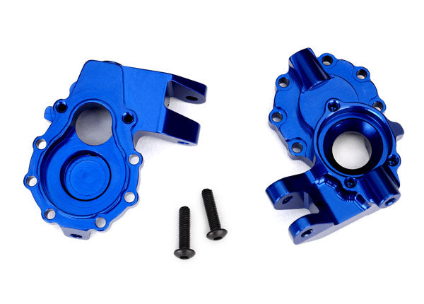 8252X Portal housings, inner (front), 6061-T6 aluminum (blue-anodized) (2)/ 3x12 BCS (2)