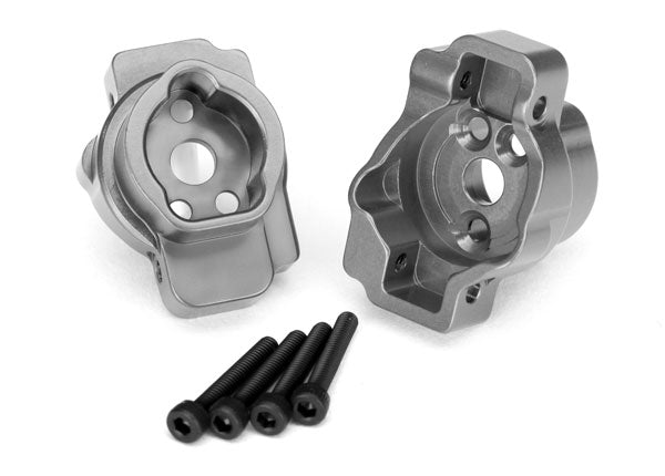 8256A Traxxas Portal drive axle mount, rear, 6061-T6 aluminum (charcoal gray-anodized) (left and right)/ 2.5x16 CS (4)