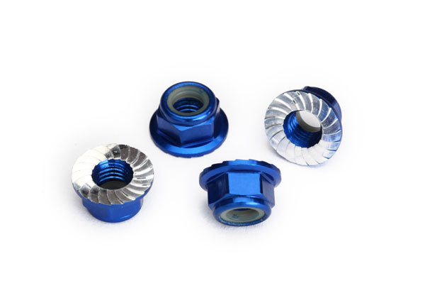 Tuercas Traxxas 8447X, bloqueo de nailon con bridas de 5 mm (aluminio, anodizado en azul) 