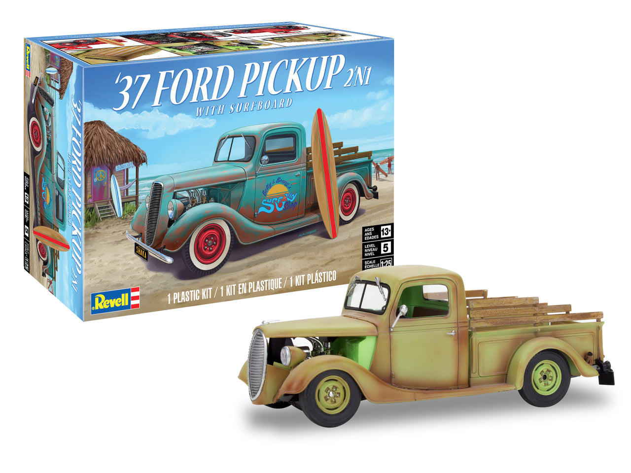 REV4516 1937 FORD PICKUP 2EN1 avec PLANCHE DE SURF (1/25)