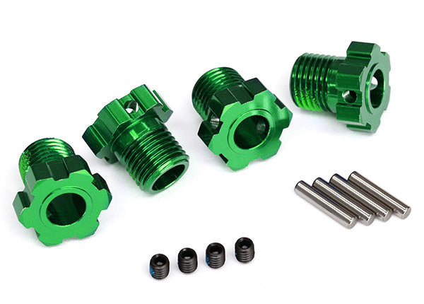 8654G Wheel hubs, splined, 17mm (green-anodized) (4)/ 4x5 GS (4)/ 3x14mm pin (4)