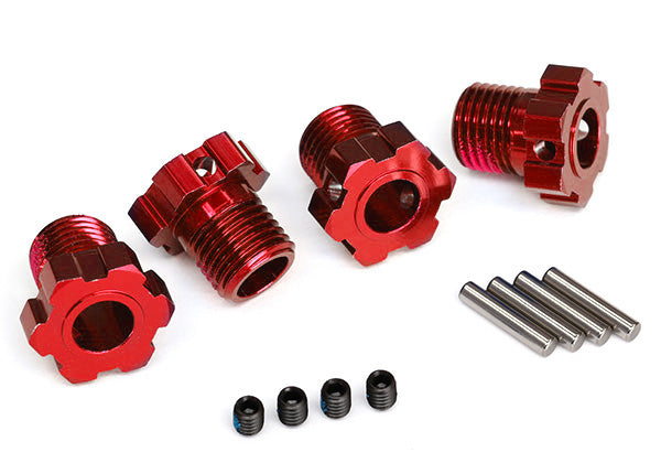 8654R Wheel hubs, splined, 17mm (red-anodized) (4)/ 4x5 GS (4)/ 3x14mm pin (4)