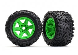 8672G  Tires & wheels, assembled, glued (green wheels, Talon EXT tires, foam inserts) (2) (17mm splined) (TSM rated)
