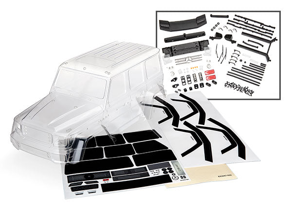 8811 Body, Mercedes-Benz® G 500® 4x4² (clear, requires painting)/ decals/ window masks (includes rear body post, grille, side mirrors, door handles, & windshield wipers)