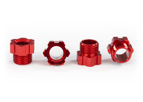 8886 Stub axle nut, aluminum (red-anodized) (4)