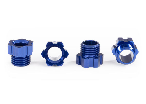 8886X Traxxas Stub axle nut, aluminum (blue-anodized) (4)