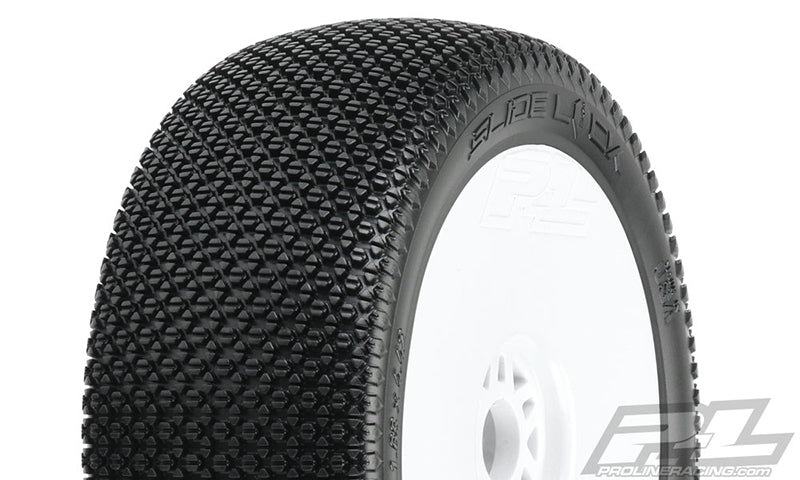 PRO9064 Slide Lock Off-Road 1:8 Buggy Tires Mounted for Front or Rear, Mounted on Velocity White 17mm Wheels