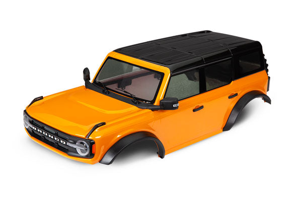 9211X Carrosserie, Ford Bronco (2021), complète, orange (peinte) (comprend calandre, rétroviseurs latéraux, poignées de porte, élargisseurs d'ailes, essuie-glaces, support de roue de secours et montage sans clip) (nécessite les ailes intérieures #8080X) 