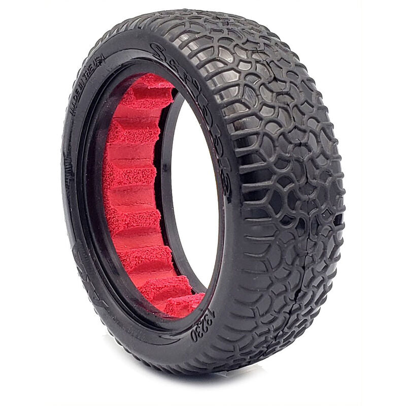 13230CR Scribble Llantas Clay de 2.2", 2WD delanteras con inserto rojo (2): 1/10 Buggy 