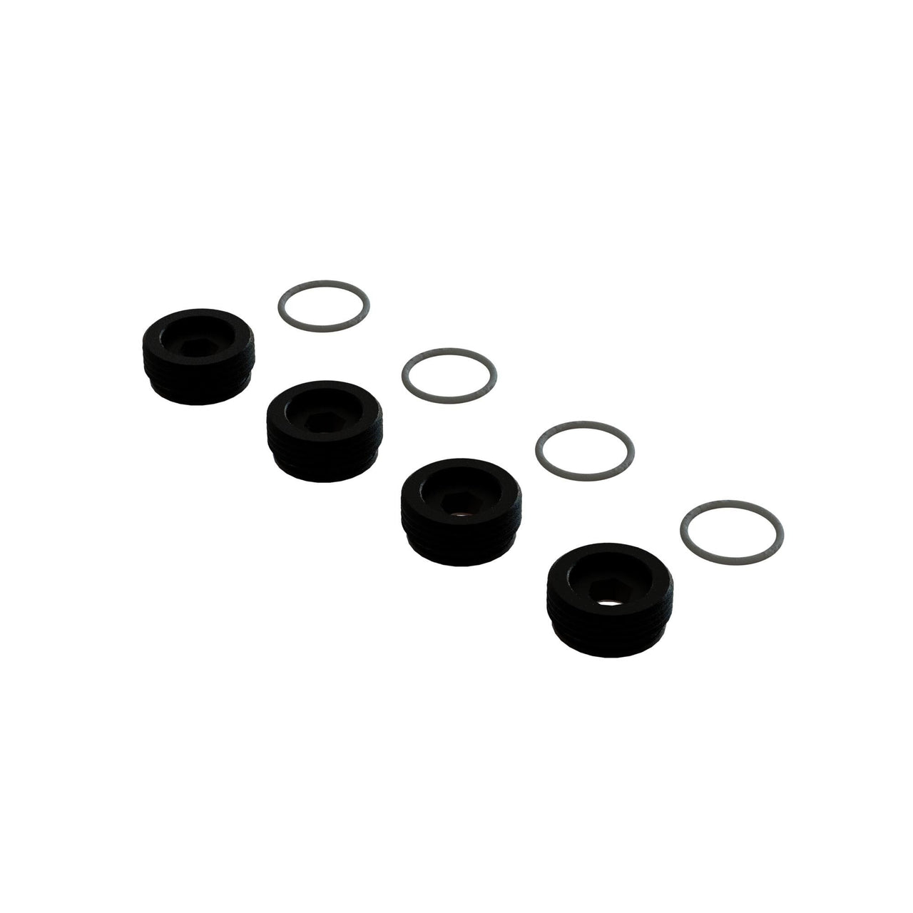 ARA330775 Front Hub Nut Includes O-Rings, Aluminum, Black (4)