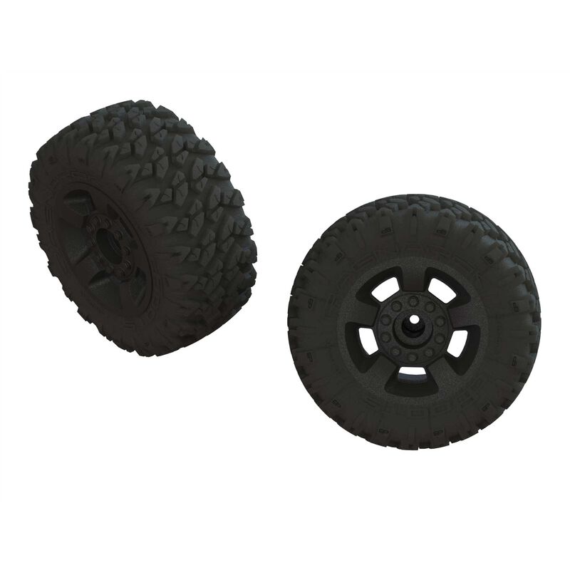 ARA550052 Neumáticos premontados 1/8 dBoots RAGNAROK MT delanteros/traseros 2.8, hexagonal de 14 mm, negro (2)