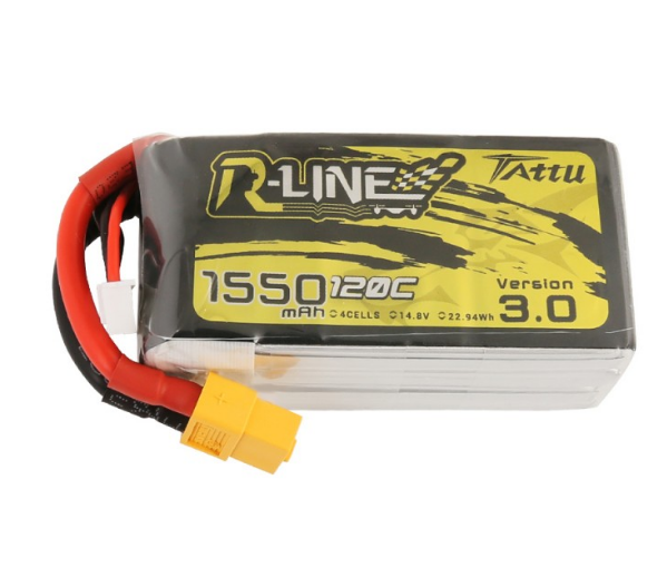 TAA15504S12X6 Tattu R-Line Versión 3.0 1550mAh 14.8V 120C 4S1P Lipo Batería con enchufe XT60 