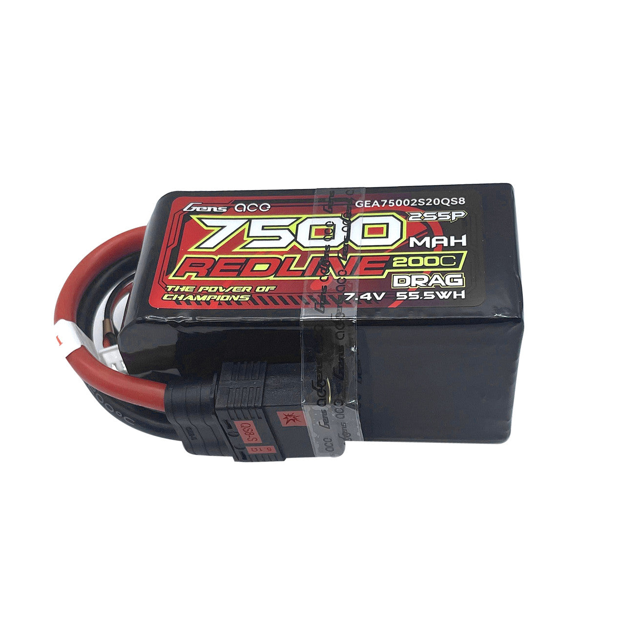 GEA75002S20QS8 Gens Ace Lipo Redline Drag Race 7500mAh 7.4V 200C 2S5P con enchufe QS8