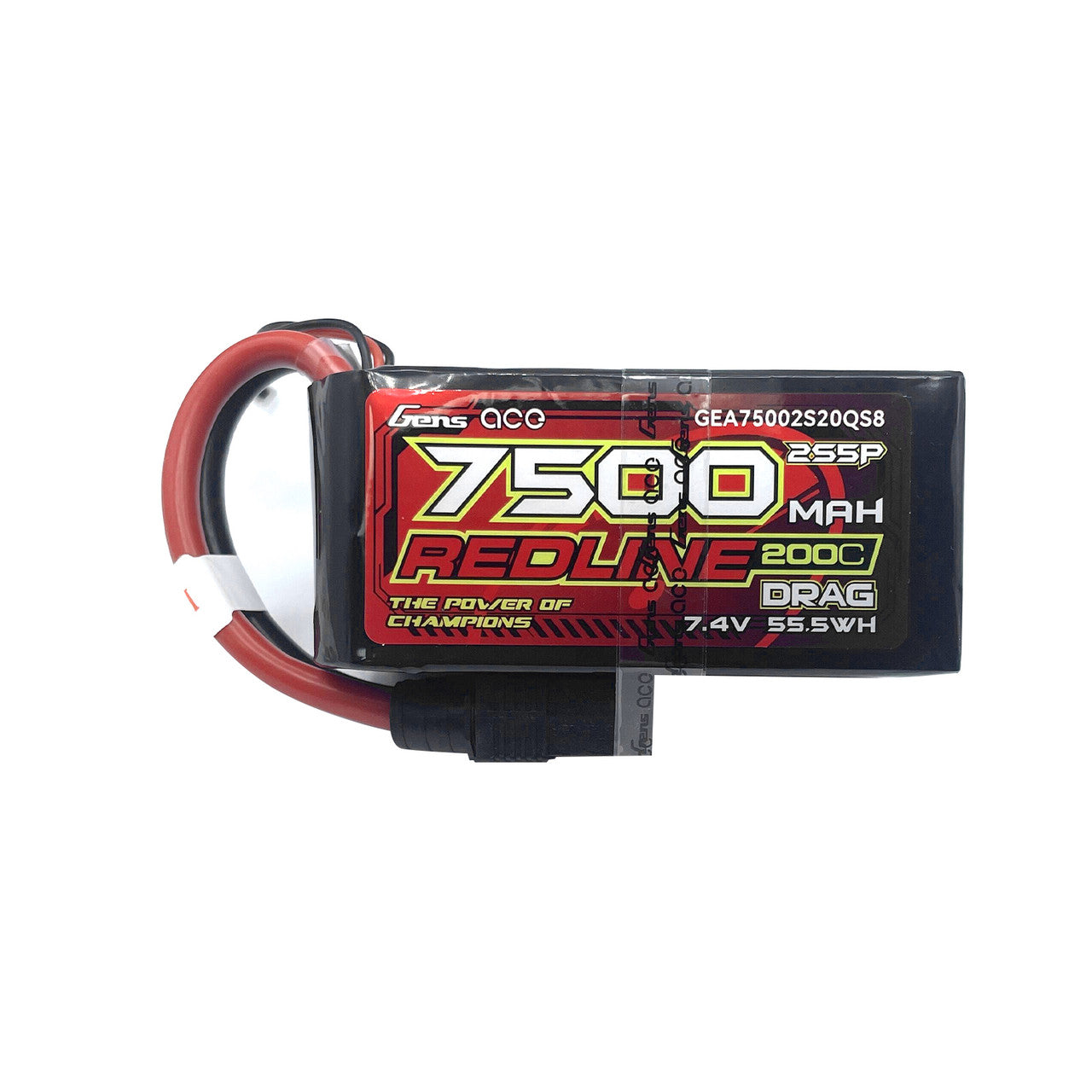 GEA75002S20QS8 Gens Ace Lipo Redline Drag Race 7500mAh 7.4V 200C 2S5P With QS8 Plug