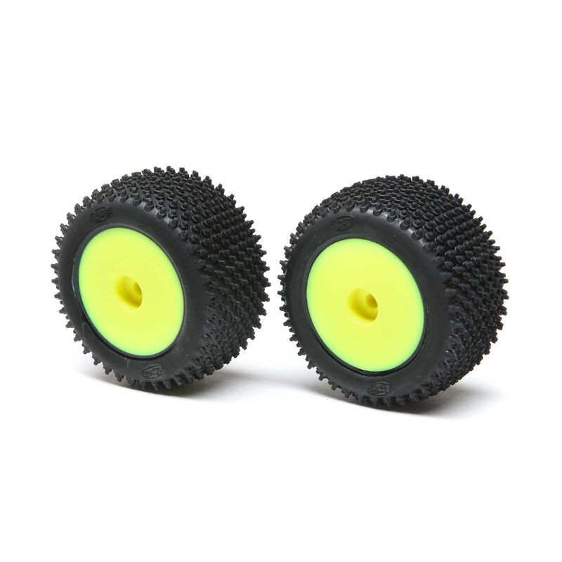 LOS41009 Neumáticos traseros montados con pasador escalonado, amarillo (2): Mini-T 2.0