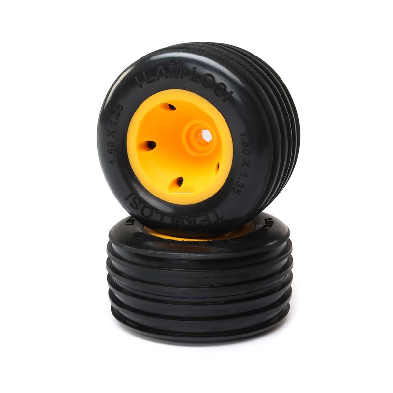 LOS41029 Rib Front Tire, Mounted, Orange(2): Mini JRXT