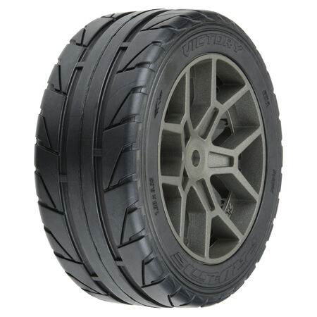 PRO1020410 1/8 Victory S3 Front/Rear 35/85 2.4" Belted Mounted Tires, 14mm Gray: Vendetta