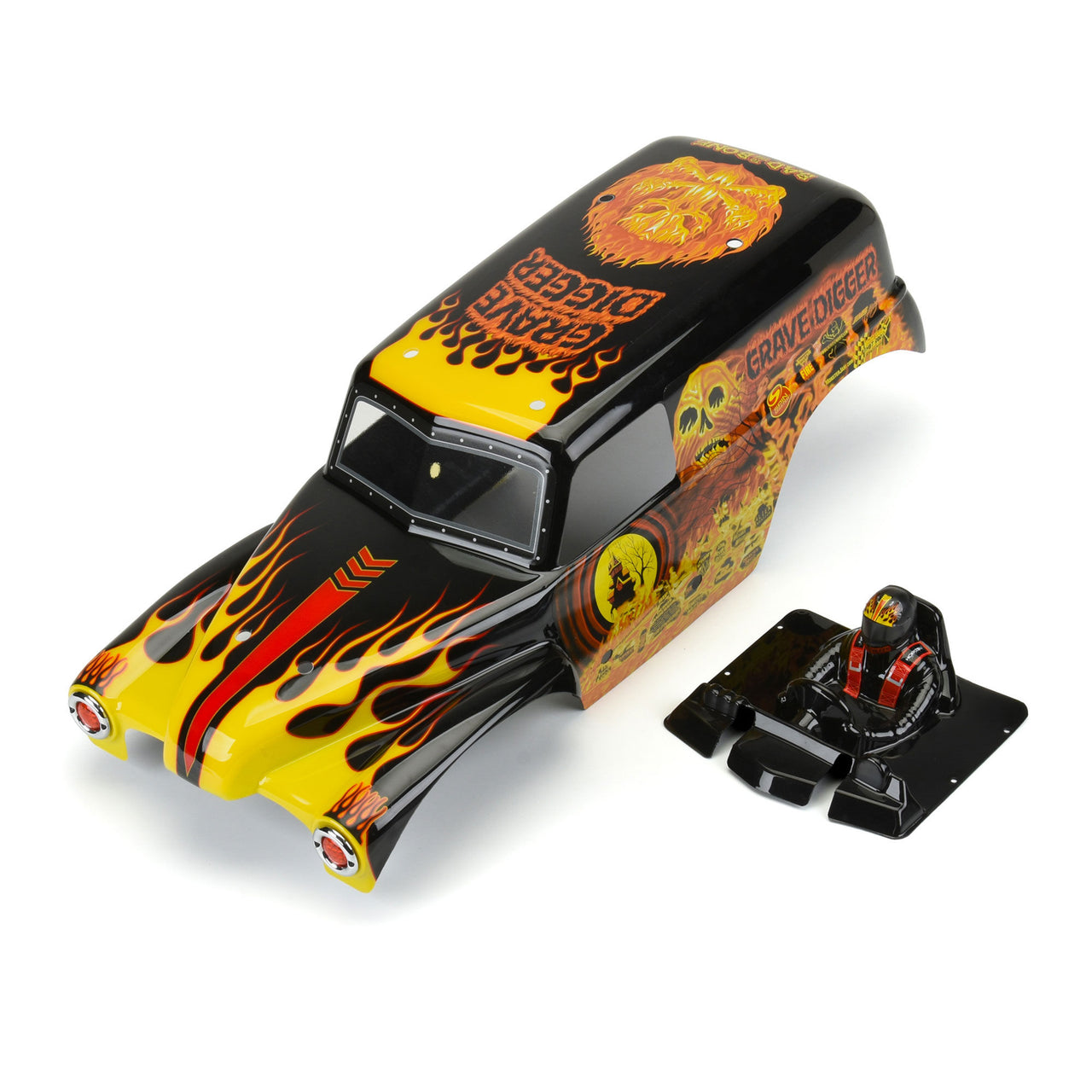 PRO359312 1/10 Grave Digger Fire (rojo) Juego de cuerpo pintado: LMT 