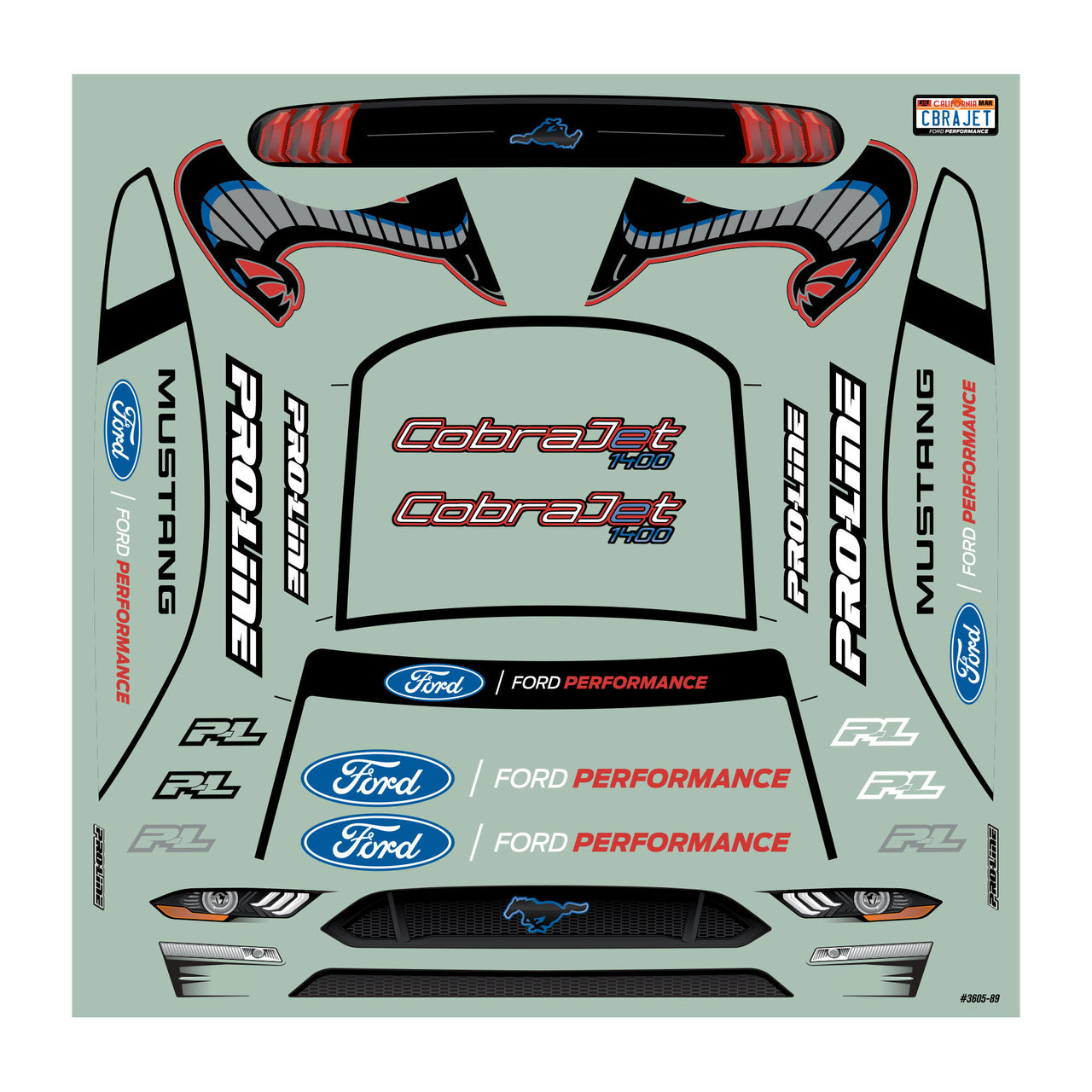 PRO360500 1/16 2021 Ford Mustang Cobra Jet carrosserie transparente : Losi Mini Drag Car 