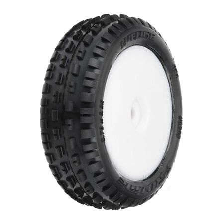 PRO829813 1/18 Wedge Front Carpet Mini-B Tires Mounted 8mm White Wheels (2)