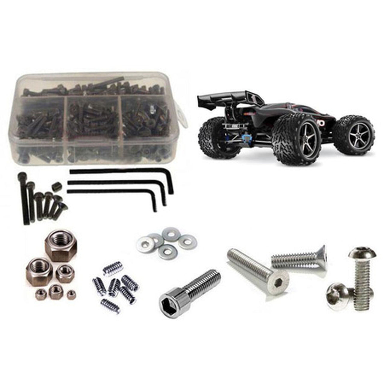 tra034 – Kit de vis Traxxas E-Revo 1/10ème en acier inoxydable