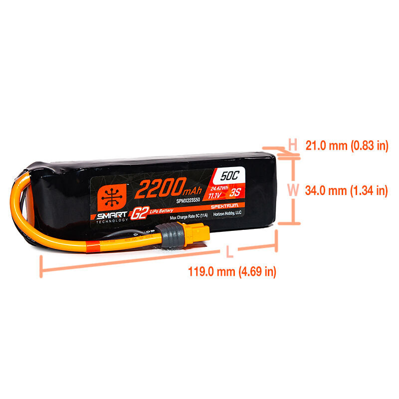 SPMX223S50 11.1V 2200mAh 3S 50C Smart LiPo G2: IC3