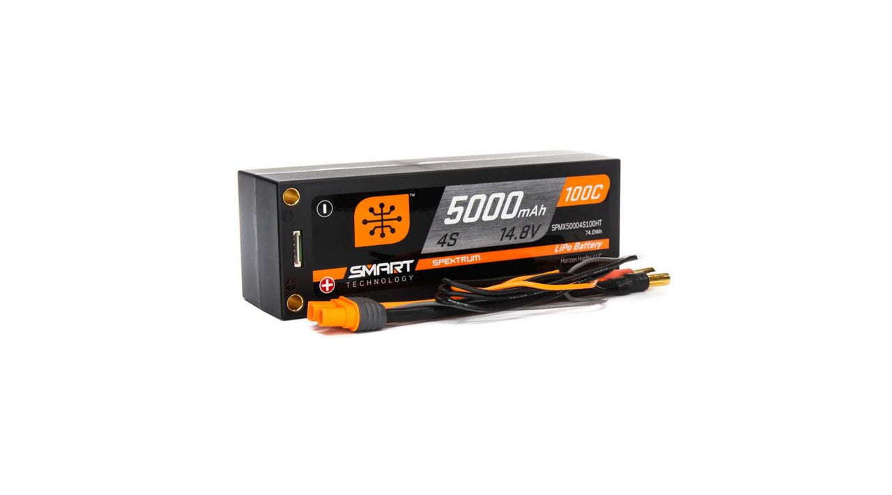 SPMX50004S100HT Batterie LiPo rigide 14,8 V 5 000 mAh 4S 100 C Smart Race : tubes, 5 mm 