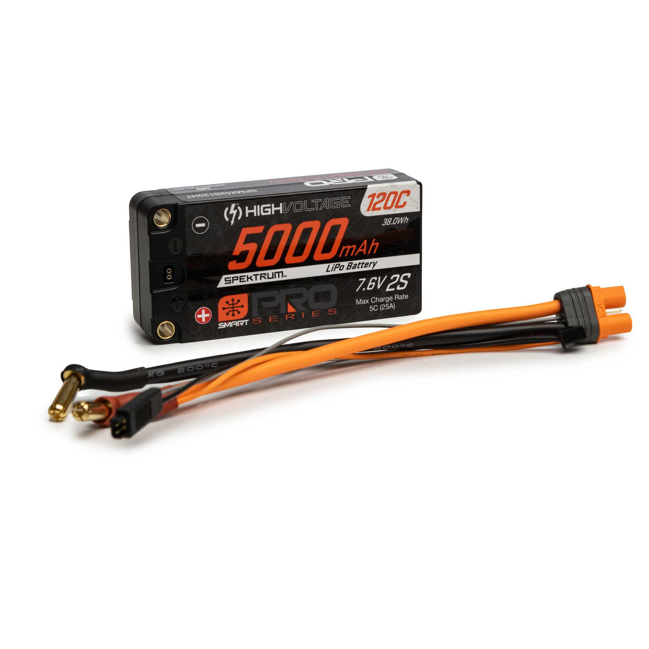 SPMX52S120HT 7,6 V 5000 mAh 2S 120C Smart Pro Race Shorty Hardcase LiHV Batterie : tubes, 5 mm 