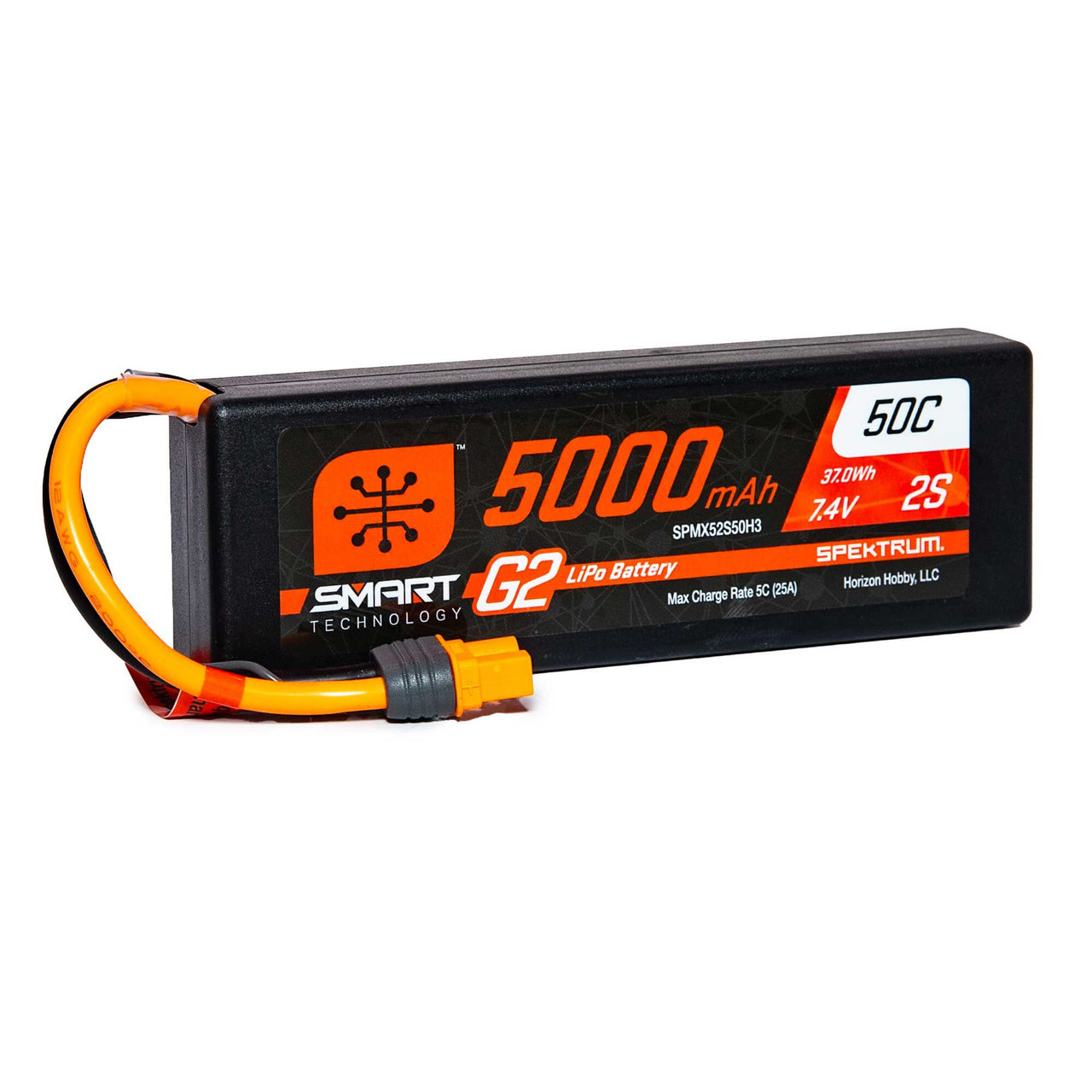 SPMX52S50H3 7.4V 5000mAh 2S 50C Smart LiPo G2 Hard Case: IC3