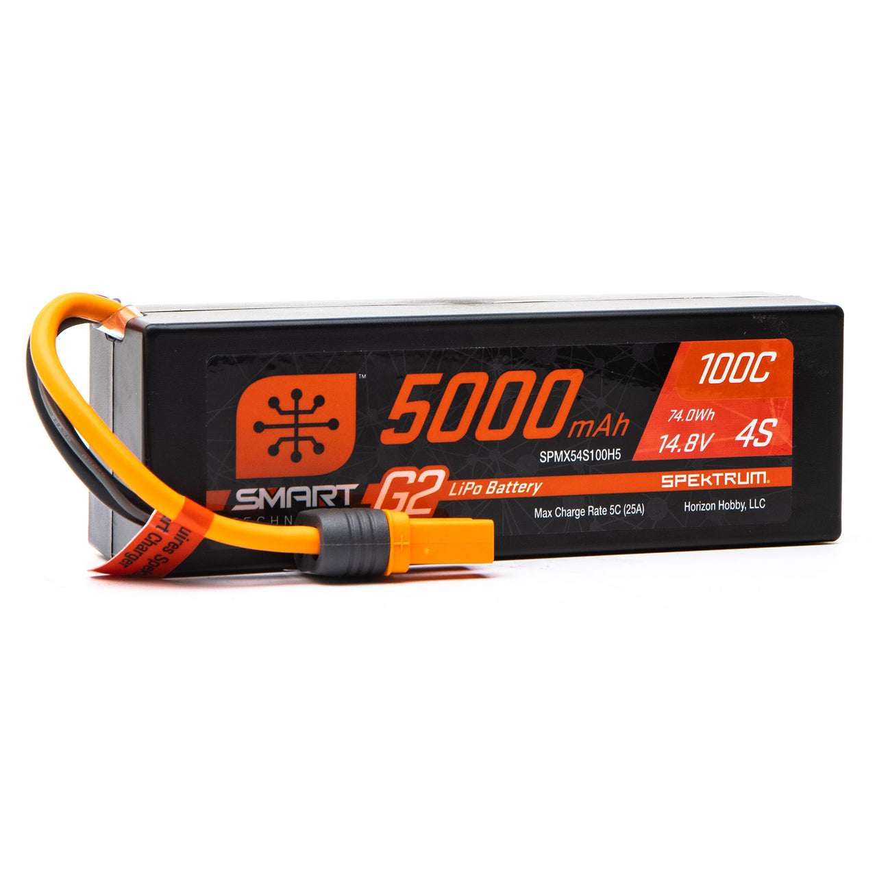 Batterie LiPo SPMX54S100H5 14,8 V 5000 mAh 4S 100C Smart G2 à boîtier rigide : IC5 ***SANS BOÎTE***